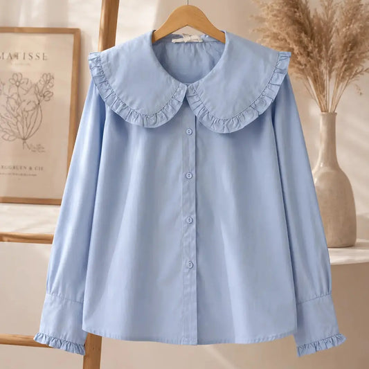 Chemise Coton Bleu Ciel Grand Col Légère Principale - MA Company