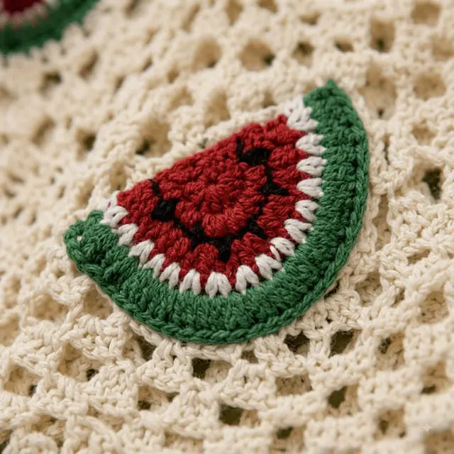 Crochet Doublé "Pastèque" Ecru Détail 2 - MA Company