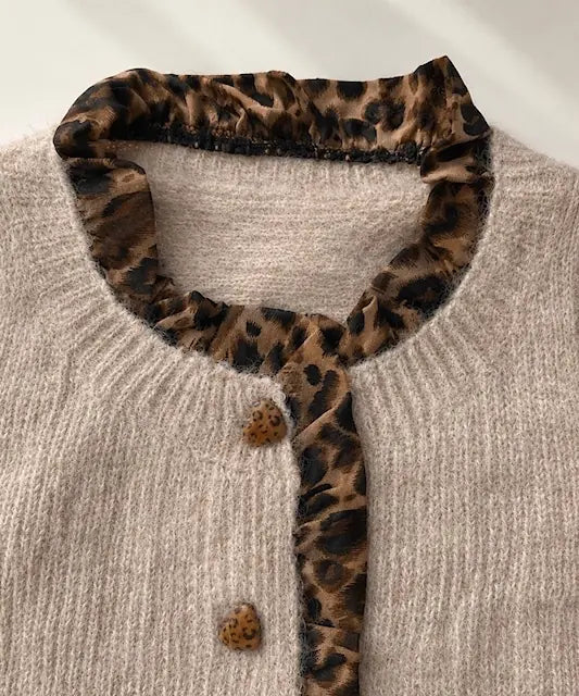 Gilet Beige Motifs Léopards Doux Confortable ET Tendance Détail- MA Company