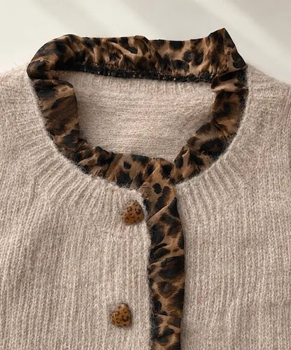 Gilet Beige Motifs Léopards Doux Confortable ET Tendance Détail- MA Company