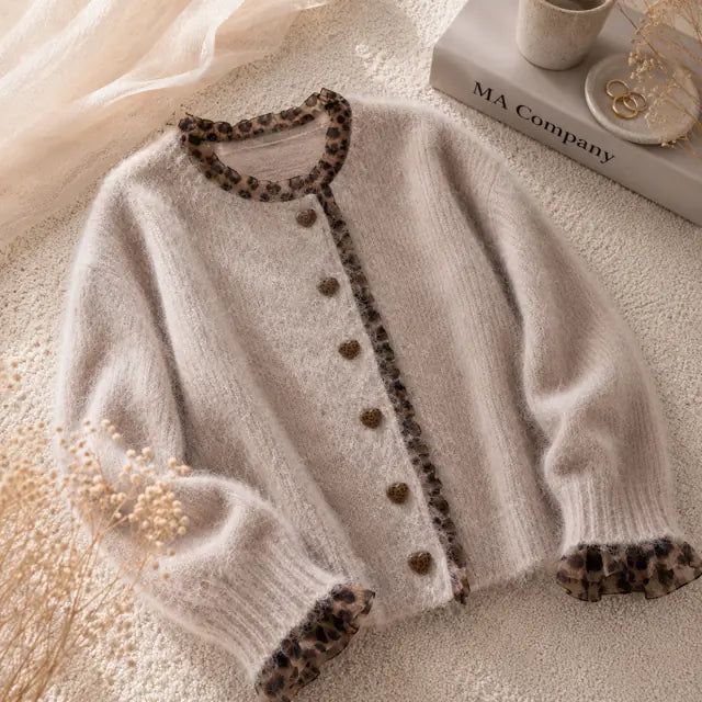 Gilet Beige Motifs Léopards Doux Confortable ET Tendance Principal- MA Company