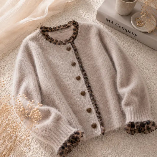 Gilet Beige Motifs Léopards Doux Confortable ET Tendance Principal- MA Company