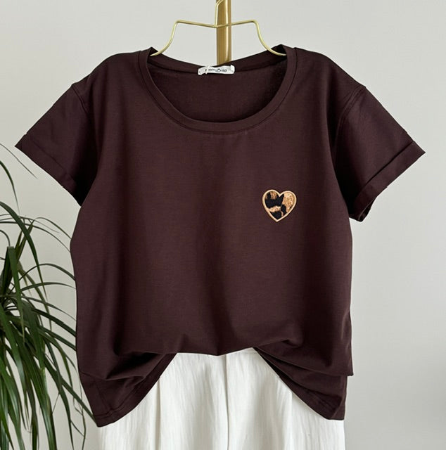 T-shirt Coeur Léopard
