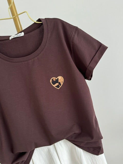 T-shirt Coeur Léopard