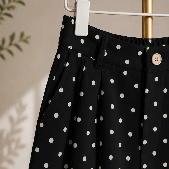 Pantalon Pois Noir Coupe Large Détail- MA Company