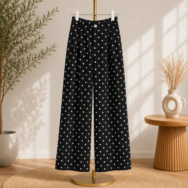 Pantalon Pois Noir Coupe Large Principale- MA Company