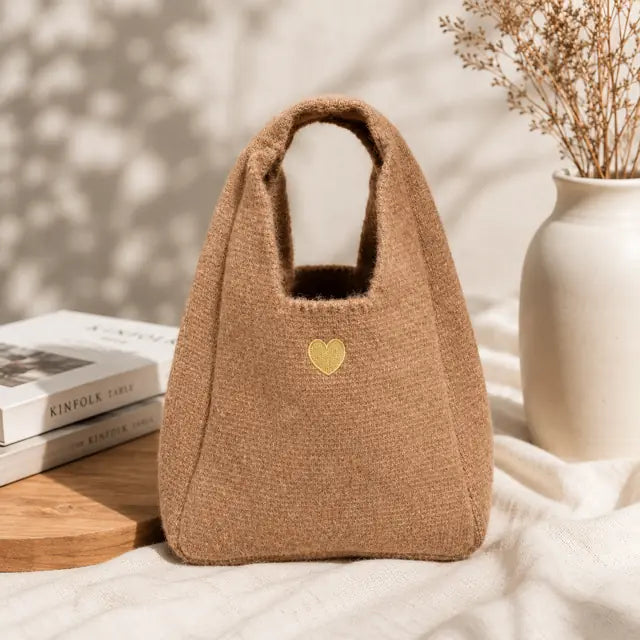 Petits Sac 3 Couleurs Cœur Doré Brodé Beige Principal- MA company