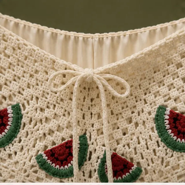 Crochet Doublé "Pastèque" Ecru Détail 1 -MA Company