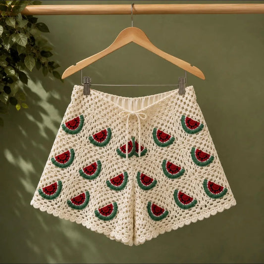 Short Crochet Doublé "Pastèque" Ecru Principale - MA Company