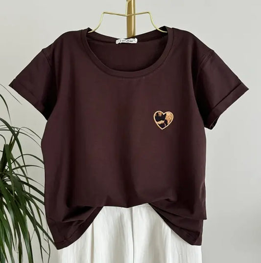 T-shirt Coeur Léopard - MA Company