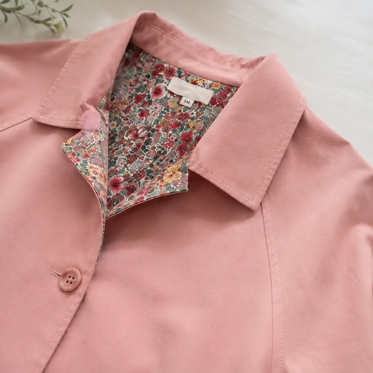 Veste Trench Rose Fleuri 100% Coton Détail - MA Company
