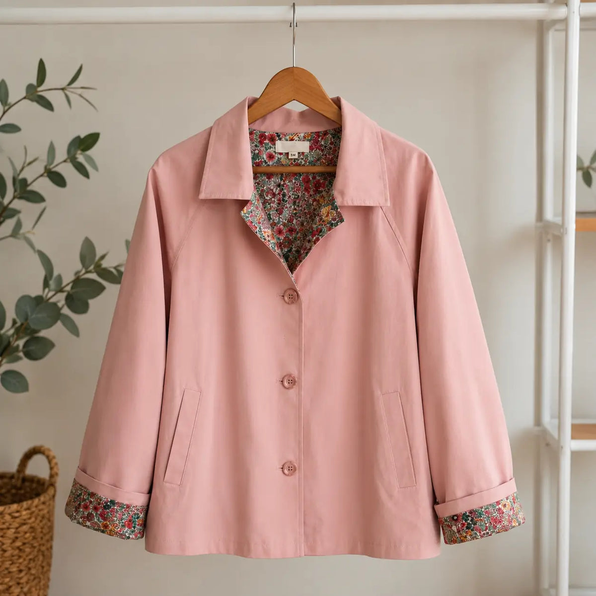 Veste Trench Rose Fleuri 100% Coton Principal - MA Company